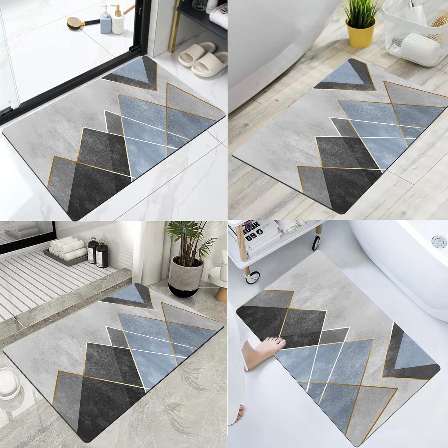 2 Pcs Medium Size Water Absorbent Anti-Slip waves Mat